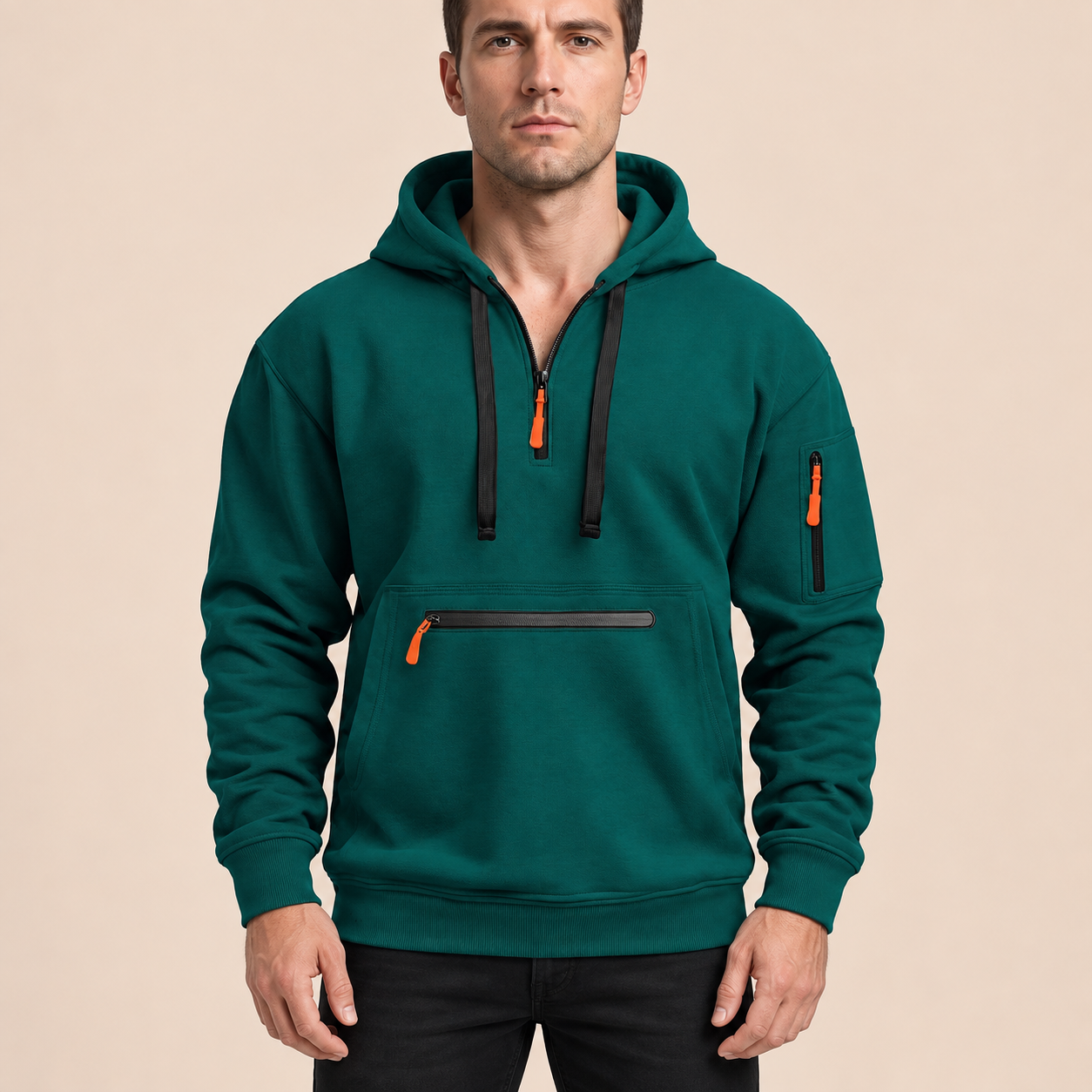 AlpenNord Kapuzenpullover – Grün – Frontansicht