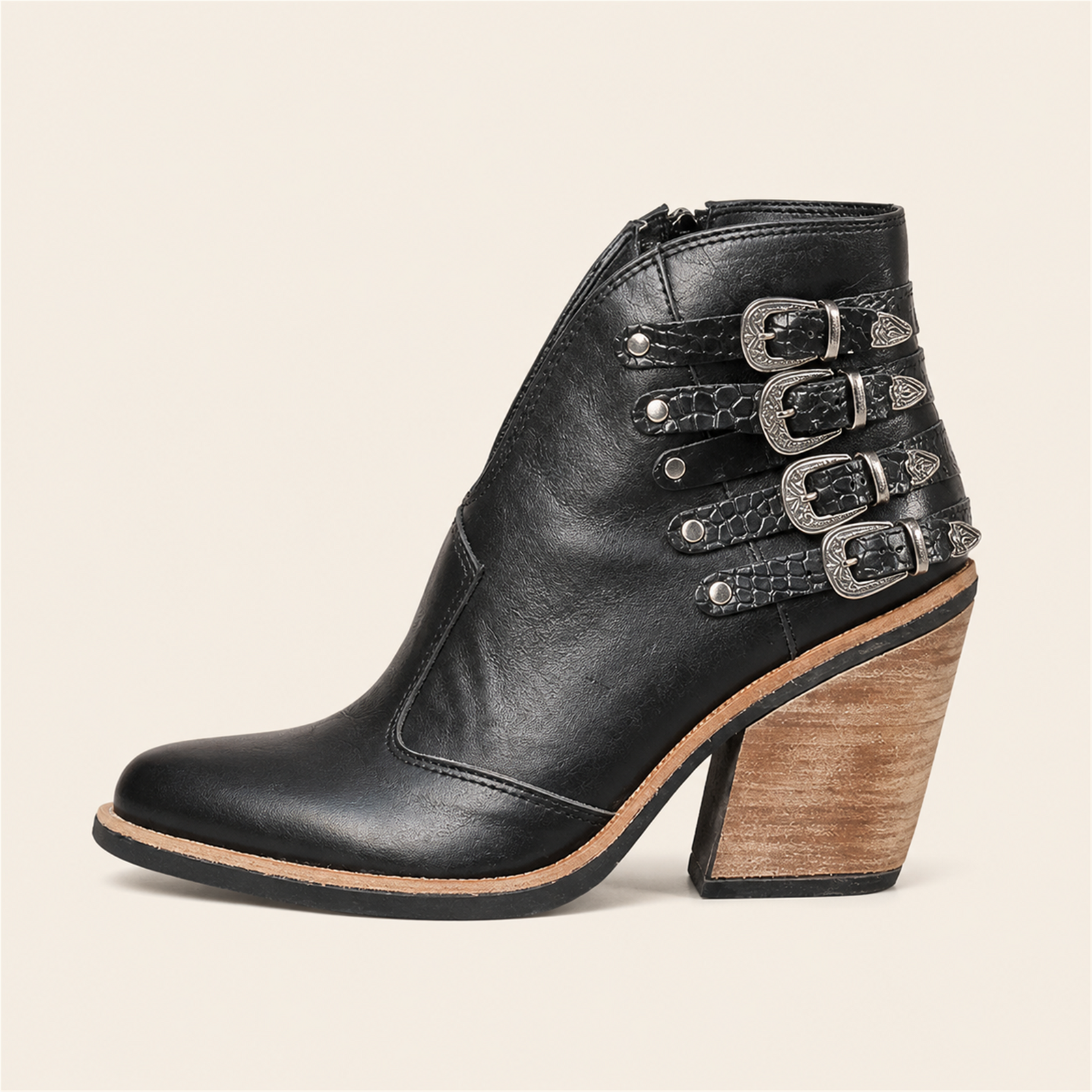 Maria-Ștefania botine Negru - profil lateral