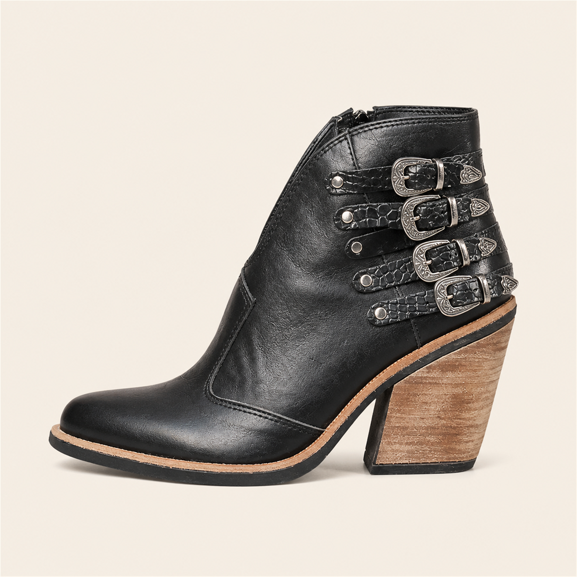 Maria-Ștefania botine Negru - profil lateral