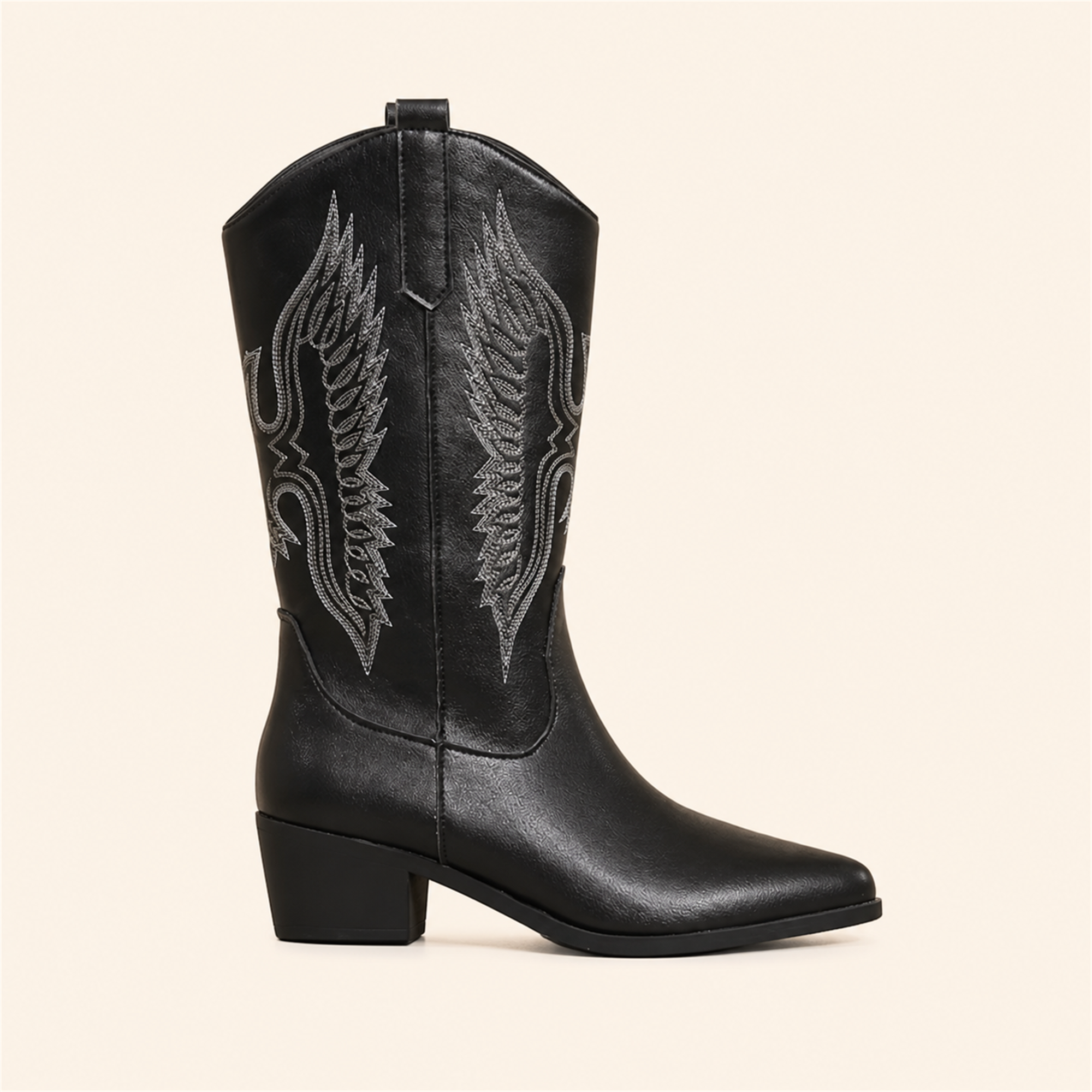 Maria-Simona botine cowboy Negru - profil lateral