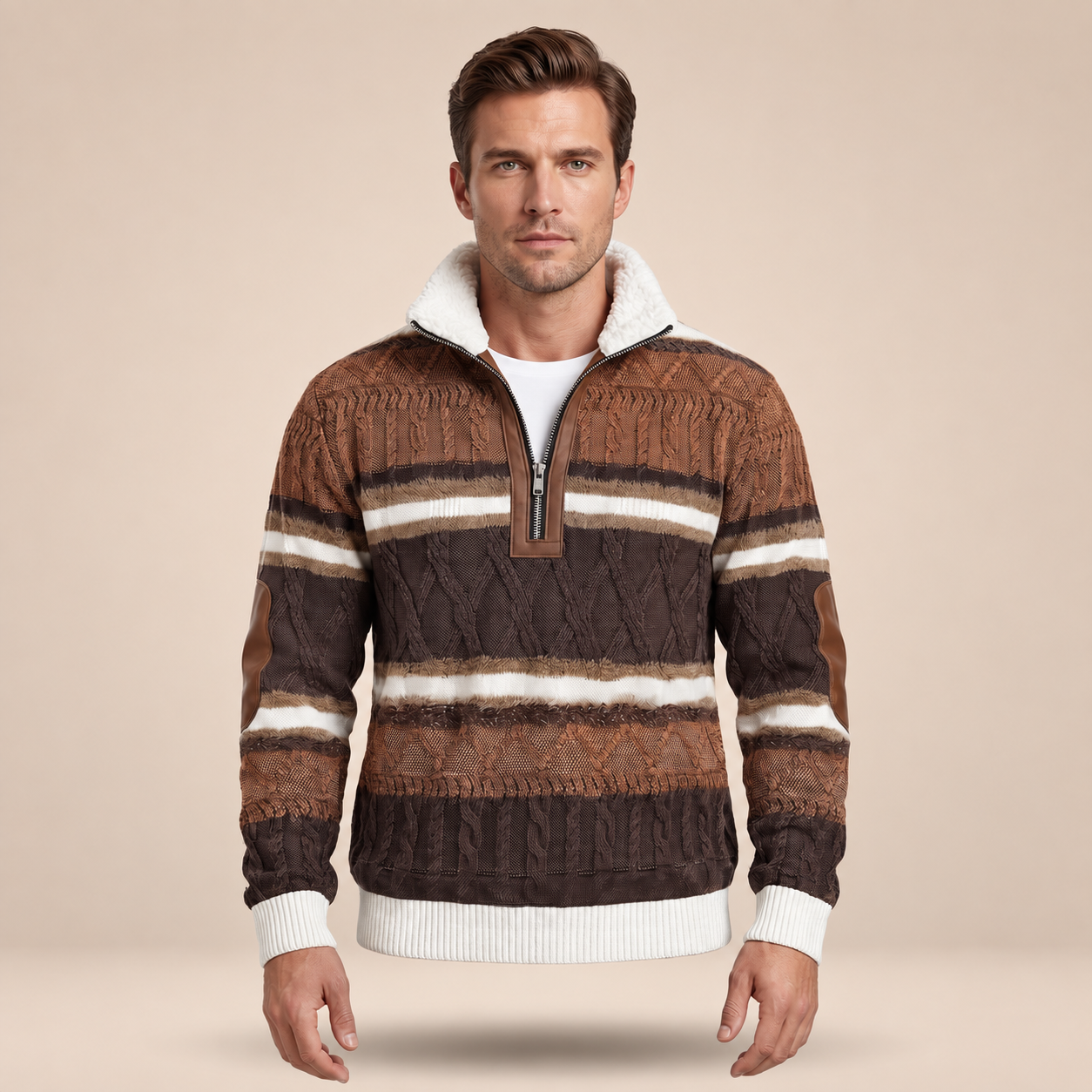 Aaron Pullover mit teddygefüttertem Kragen – Detailansicht