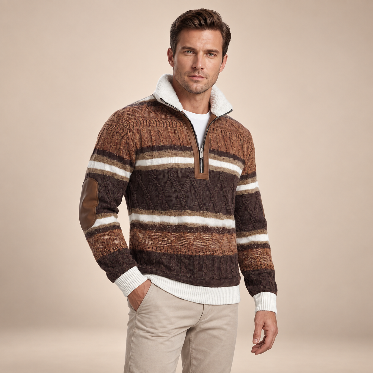 Aaron Pullover mit teddygefüttertem Kragen – Trageansicht