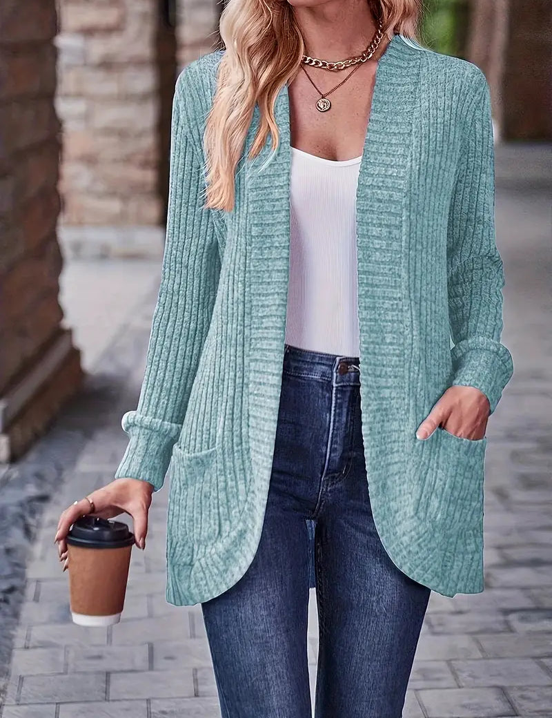 Neva | Eleganter lang-sleeved ribbed-Strickcardigan – Bild 7