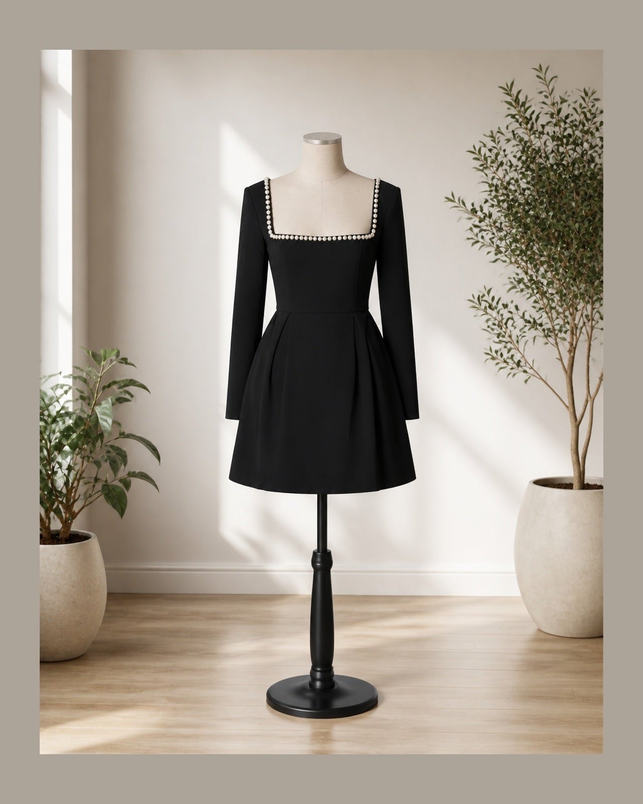Rochie Negru Karina prezentată pe manechin