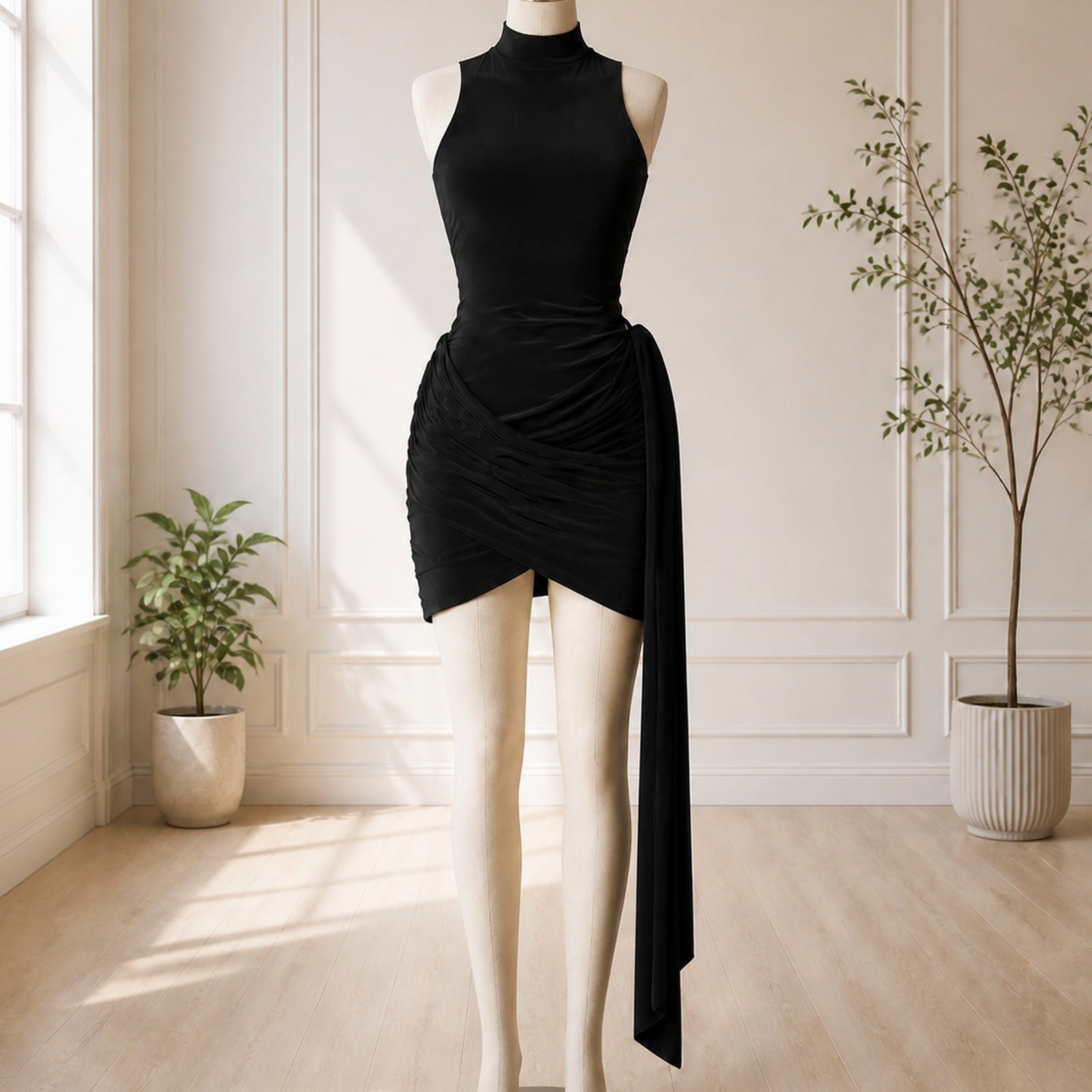 Rochie Neagră Renata prezentată pe manechin