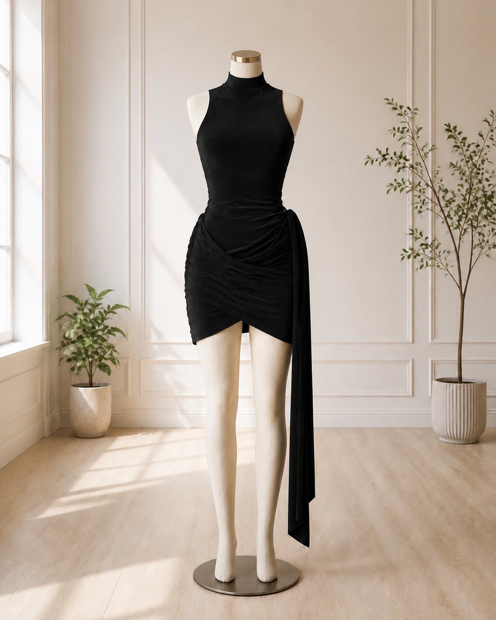 Rochie Neagră Renata prezentată pe manechin