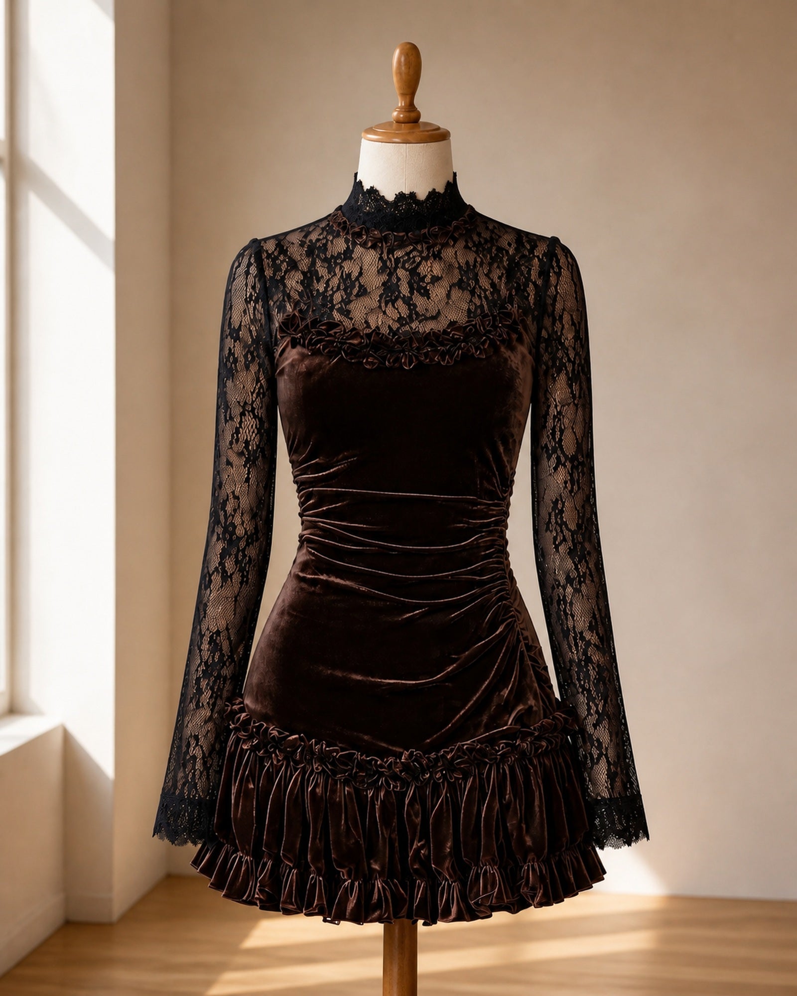 Rochie Chocolate Violeta prezentată pe manechin