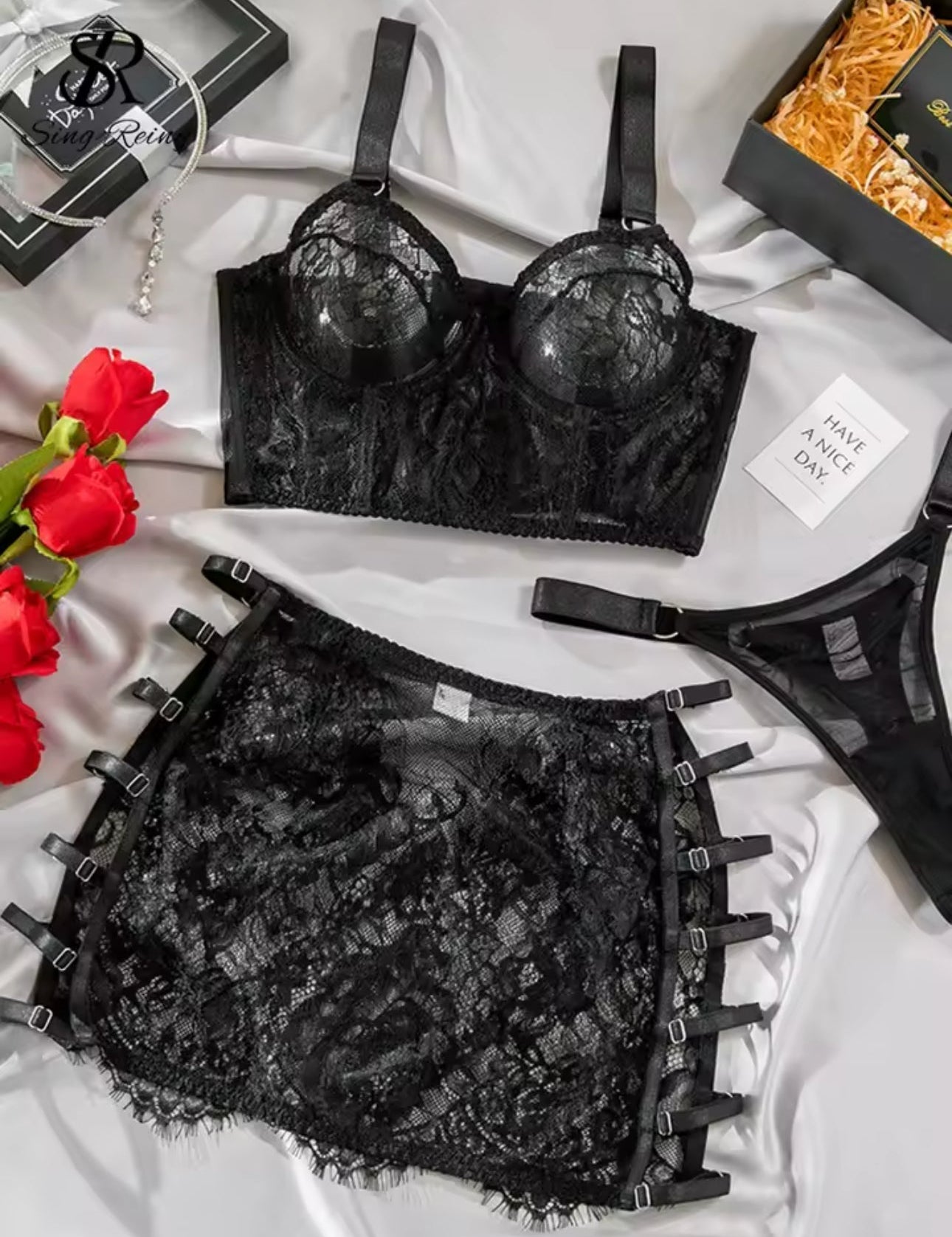 Veronica | Vielseitiges rotes Dessous-Set