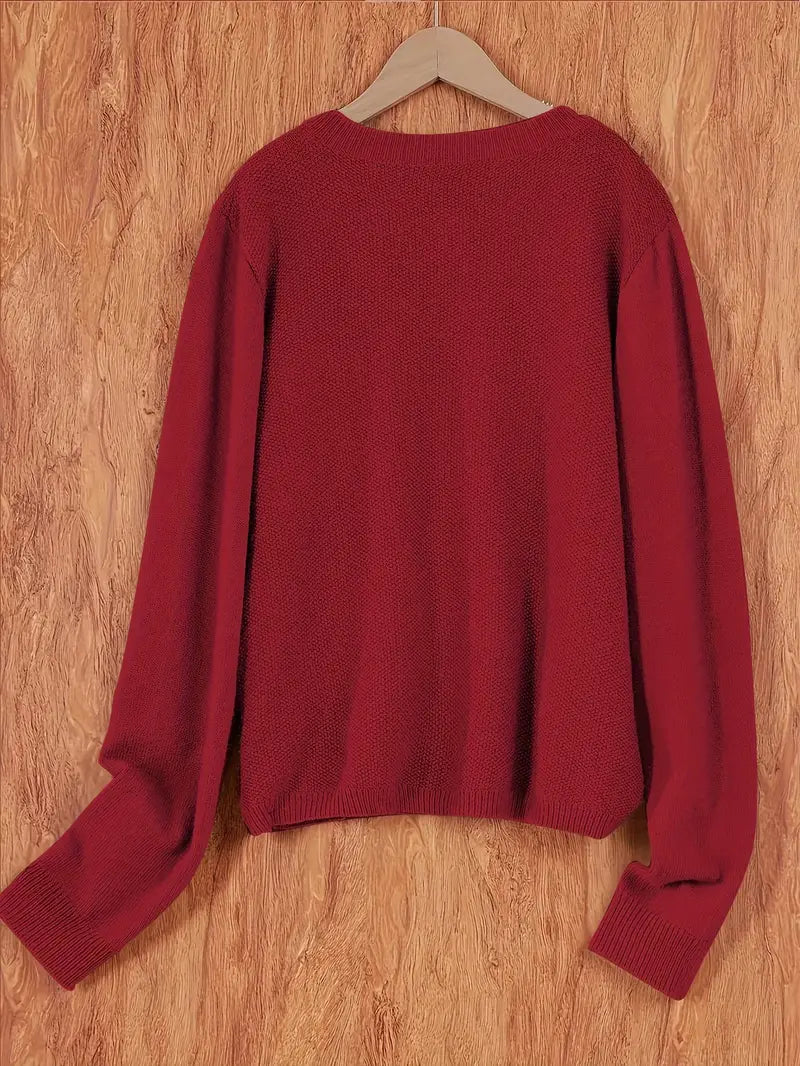 Eugenia | Damen crew-neck Cardigan mit Knöpfe und Tasche – Bild 6