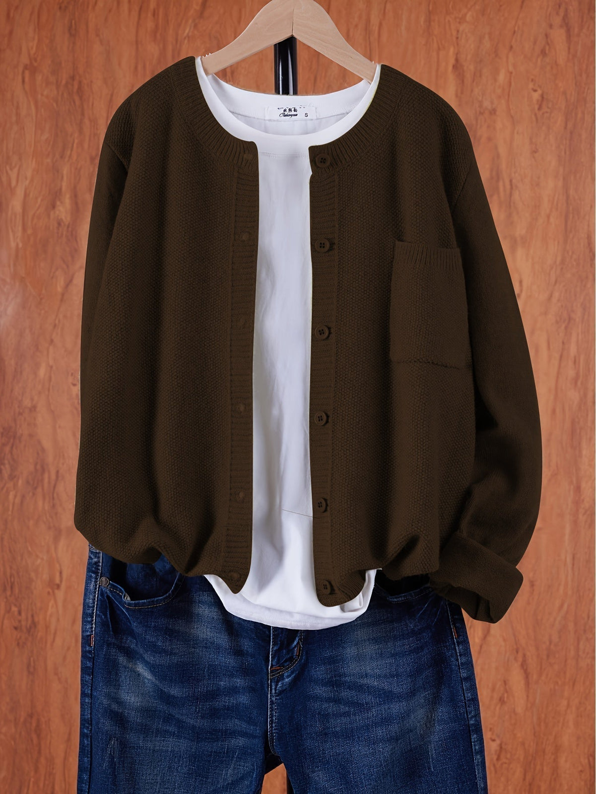 Eugenia | Damen crew-neck Cardigan mit Knöpfe und Tasche – Bild 12