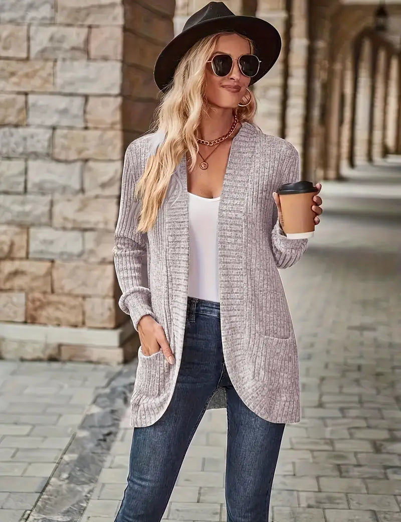 Neva | Eleganter lang-sleeved ribbed-Strickcardigan – Bild 4