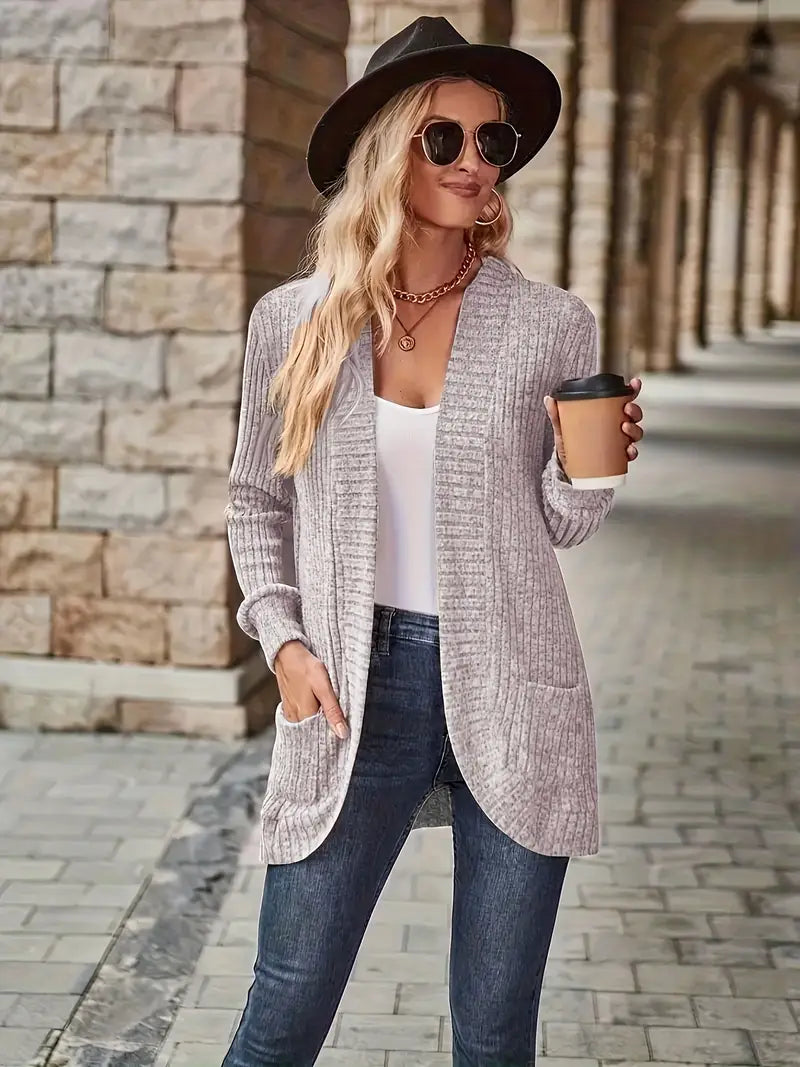 Neva | Eleganter lang-sleeved ribbed-Strickcardigan – Bild 4
