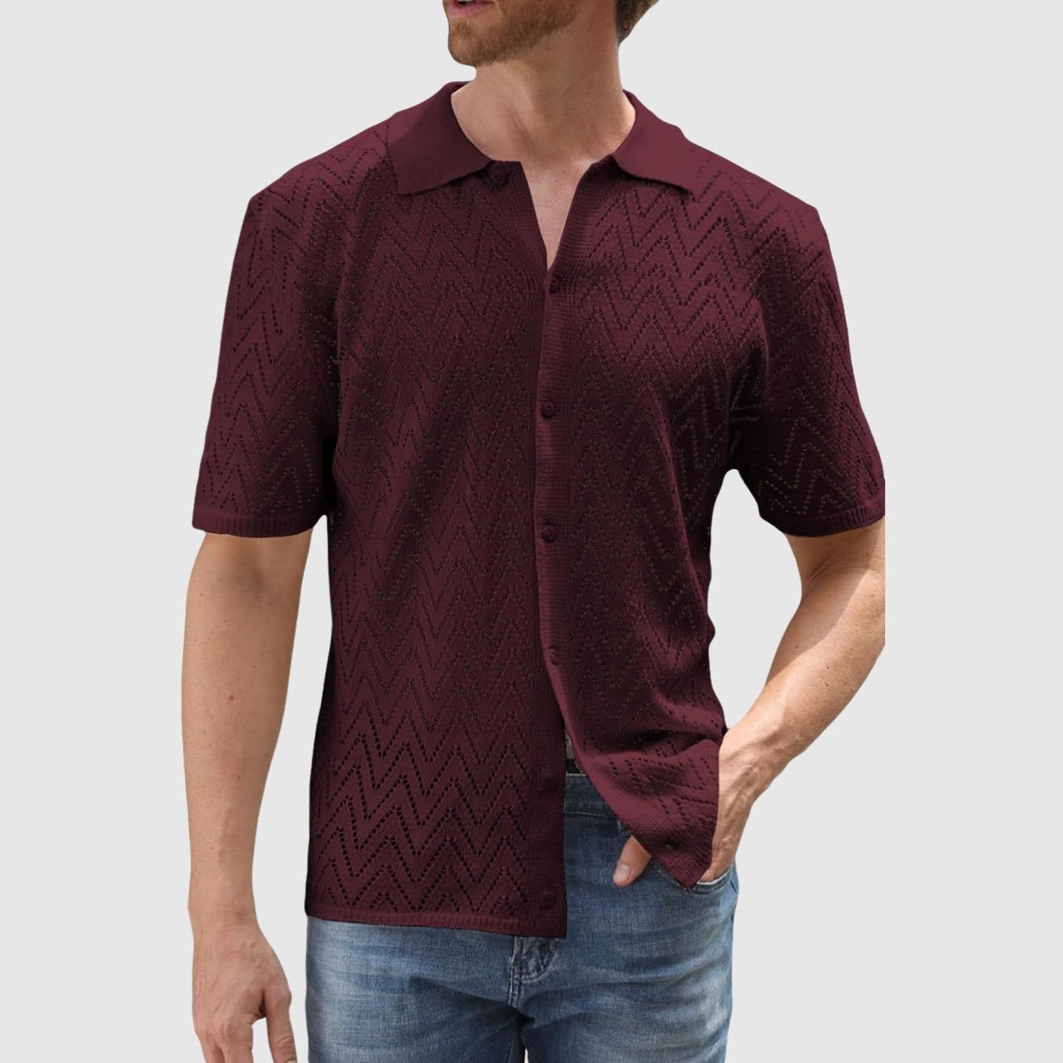 Cătălin-Andrei | Strickhemd mit Zickzackmuster