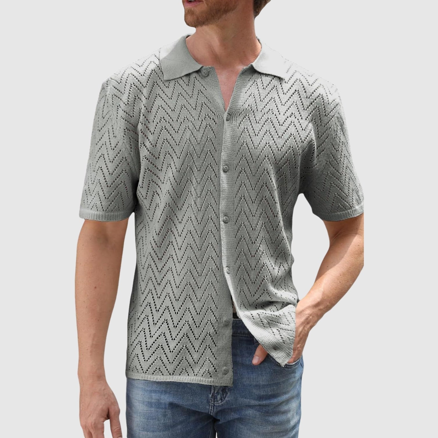 Cătălin-Andrei | Strickhemd mit Zickzackmuster