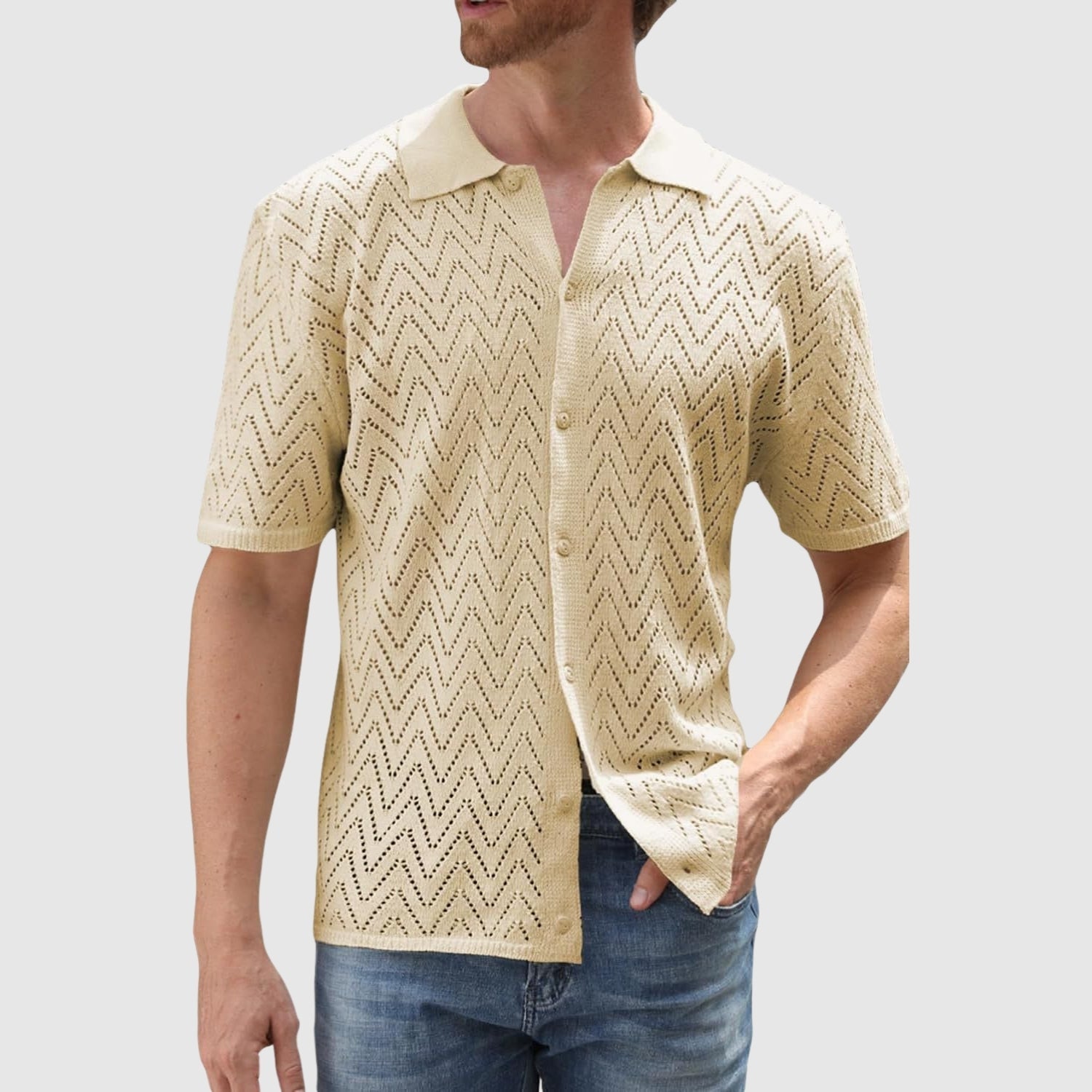 Cătălin-Andrei | Strickhemd mit Zickzackmuster