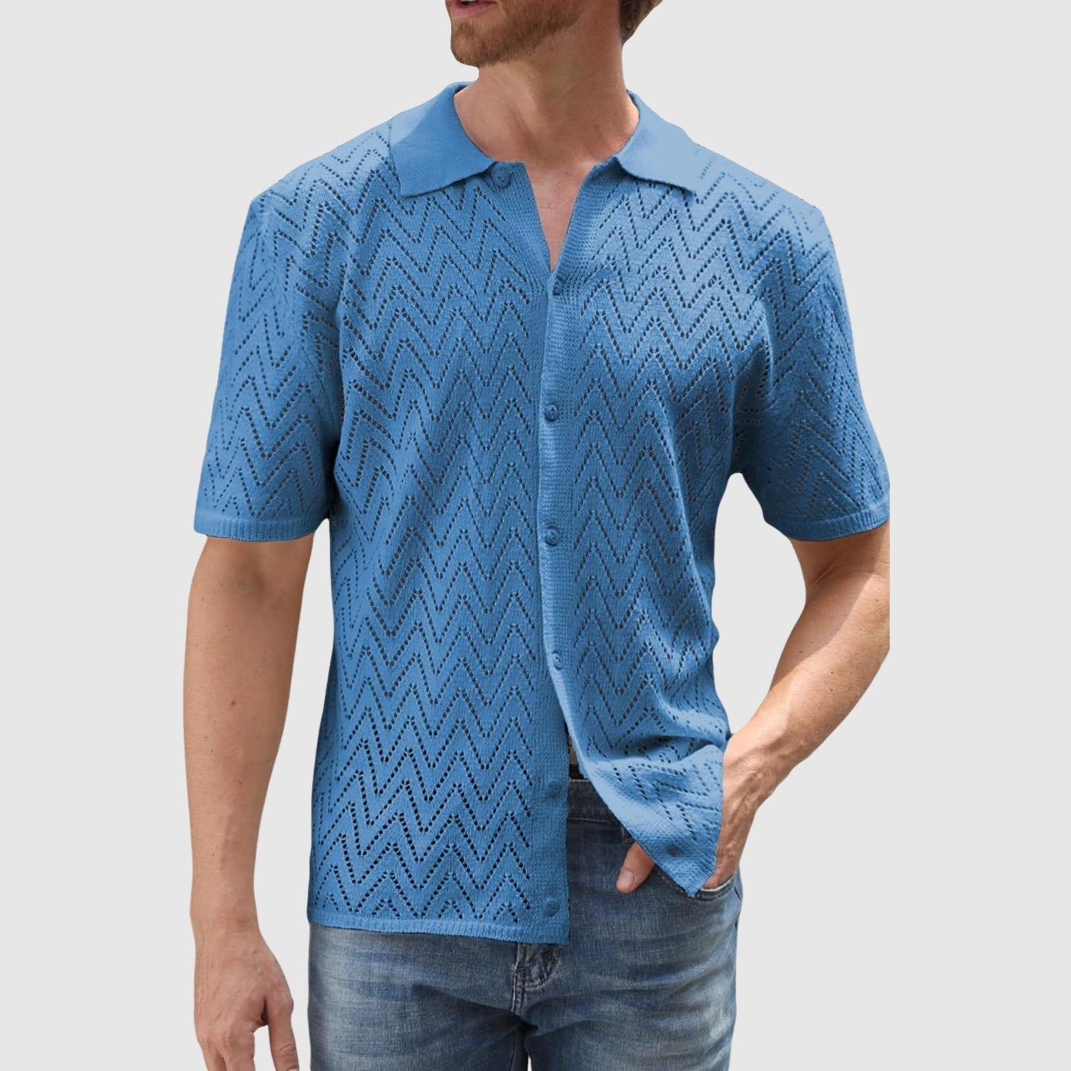 Cătălin-Andrei | Strickhemd mit Zickzackmuster