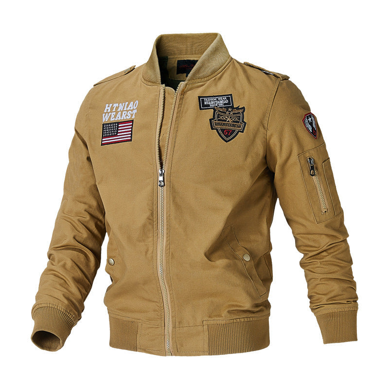 Men’s bomber jacket with patch appliqués and sleeve pocket Grün