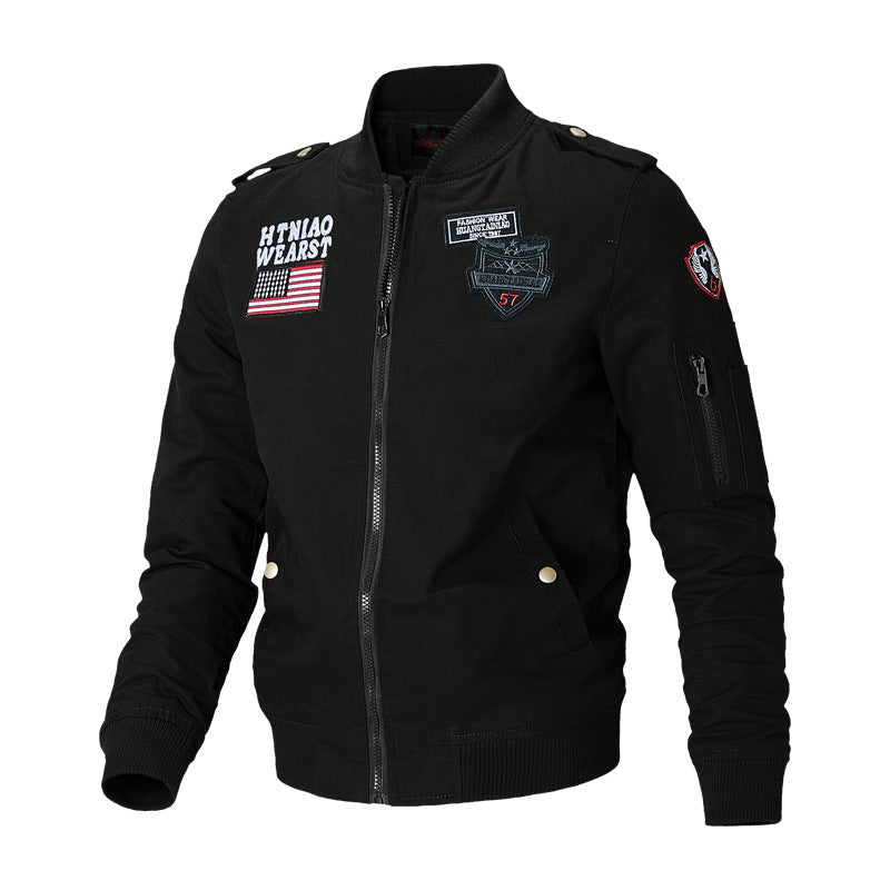 Men’s bomber jacket with patch appliqués and sleeve pocket Schwarz