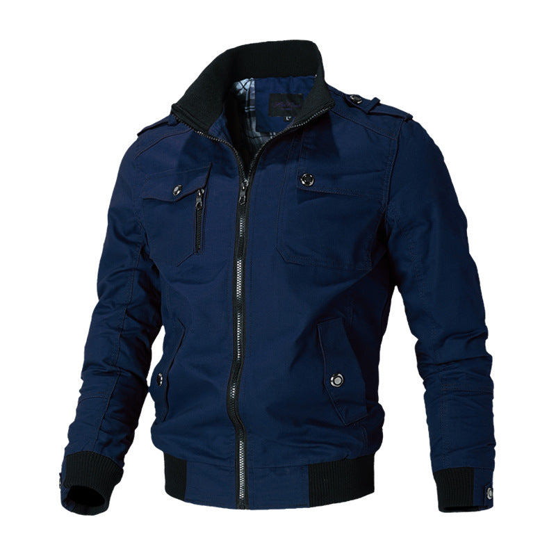 Men’s canvas bomber jacket with ribbed cuffs and chest pockets Rot