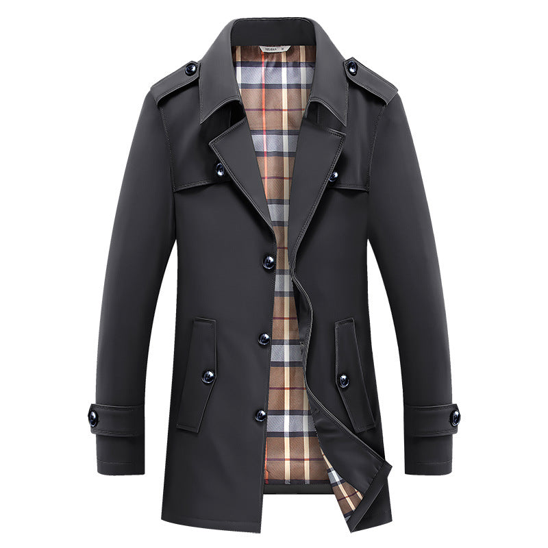 Klassischer Trenchcoat | Kariertes Futter und Schulterklappen