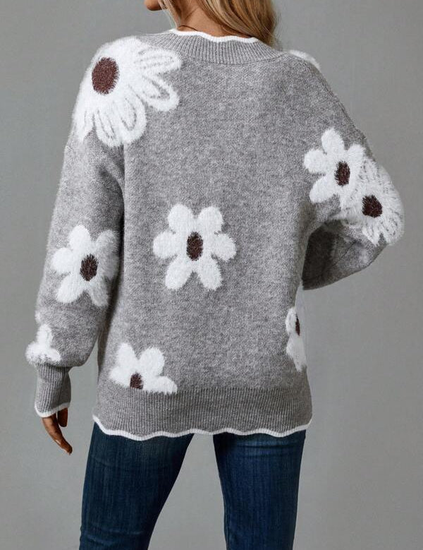 Nadia – Eleganter Floralpullover mit Ausschnitt – Bild 2