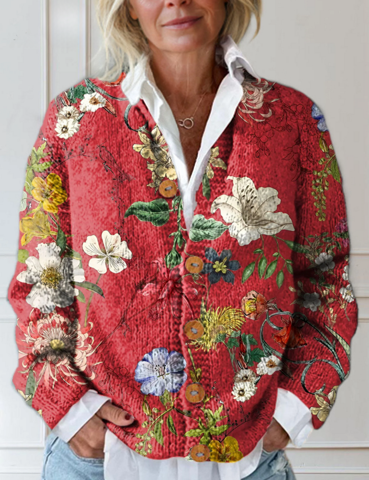 Vintage-Cardigan mit Blumenprint – Bild 1
