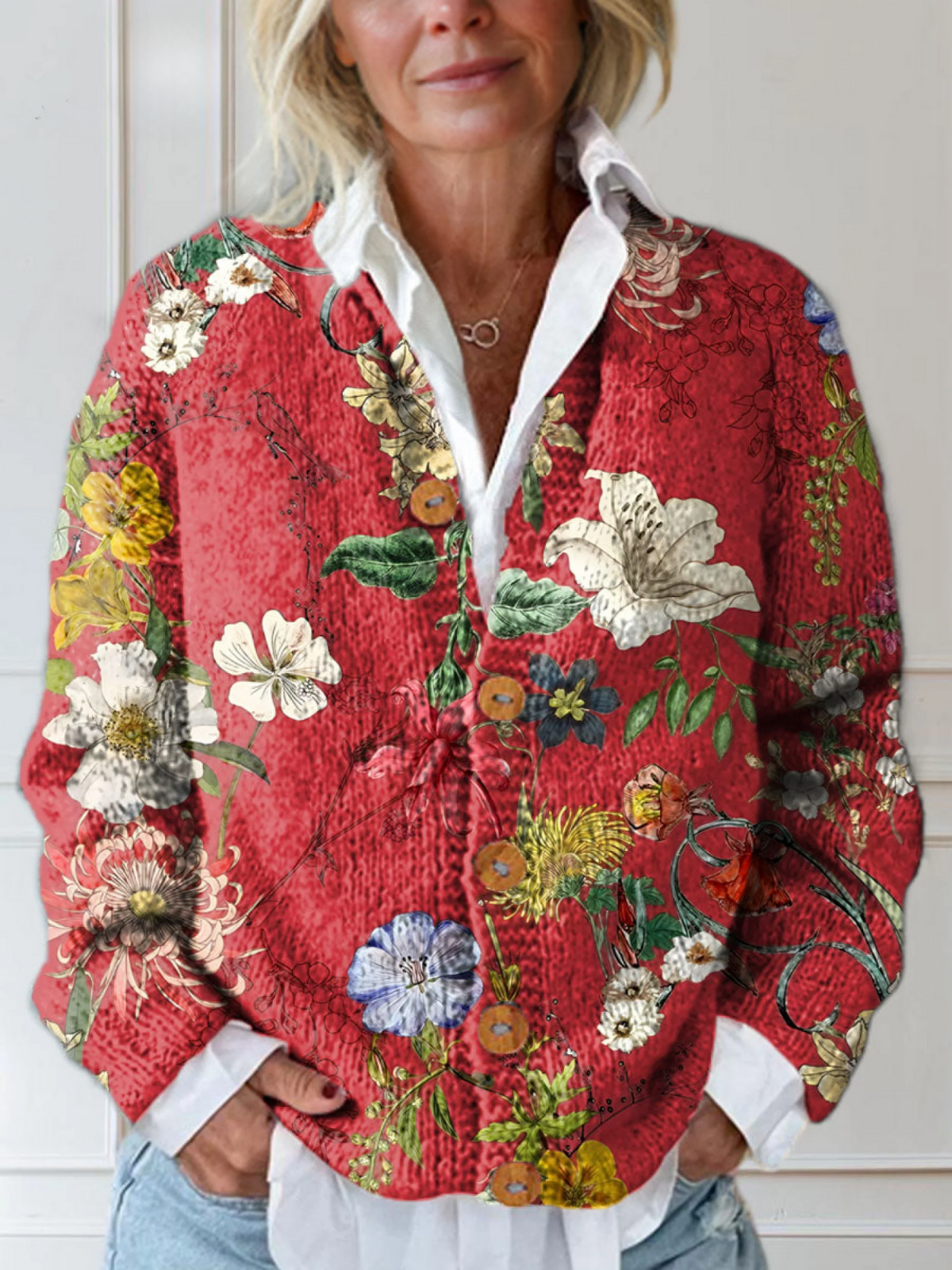 Vintage-Cardigan mit Blumenprint – Bild 1