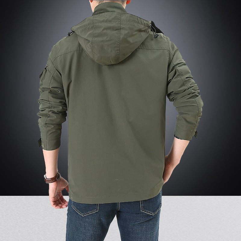 Men’s utility field jacket with flap and zippered pockets Khaki