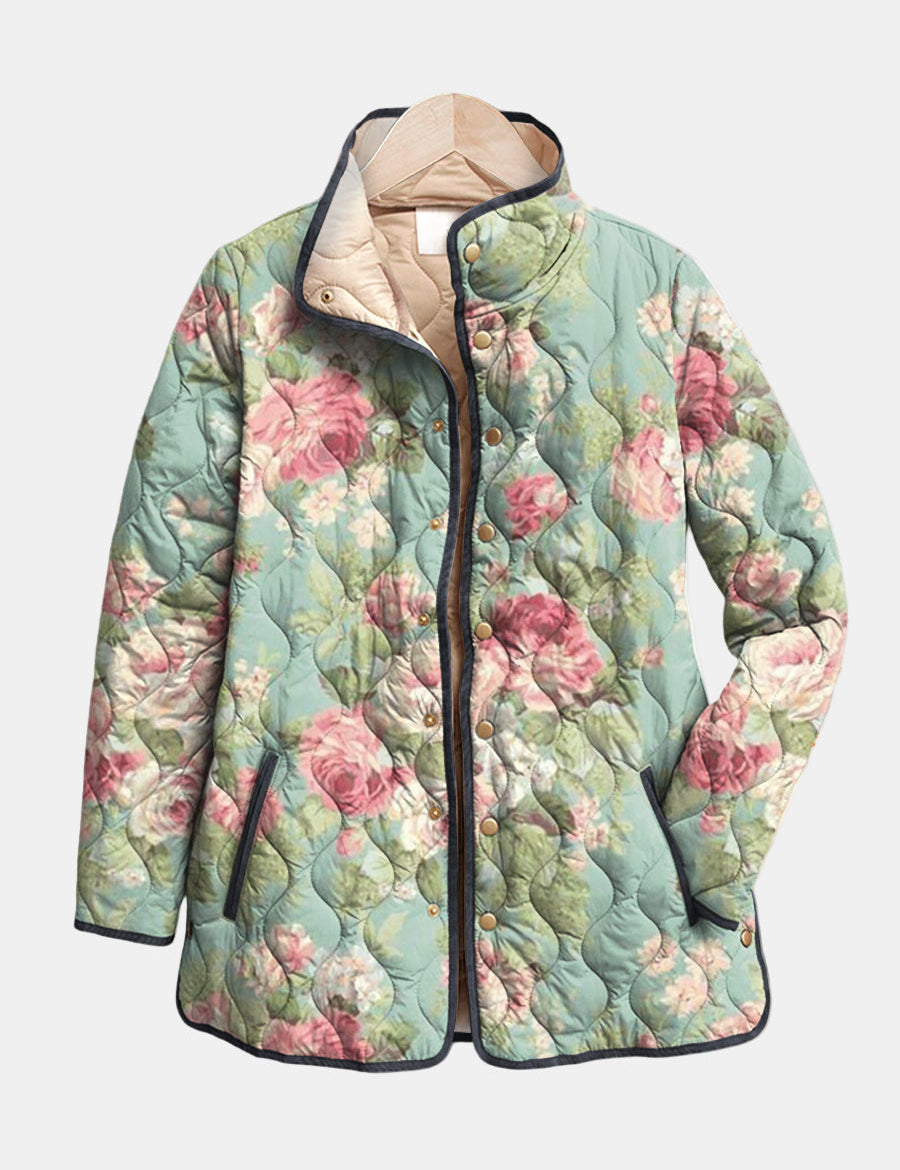 Carys – Steppjacke mit Retro-Blumenmuster – Ansicht 1