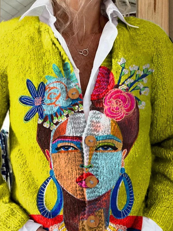 Freda | Cardigan mit Porträt-Print – Bild 2