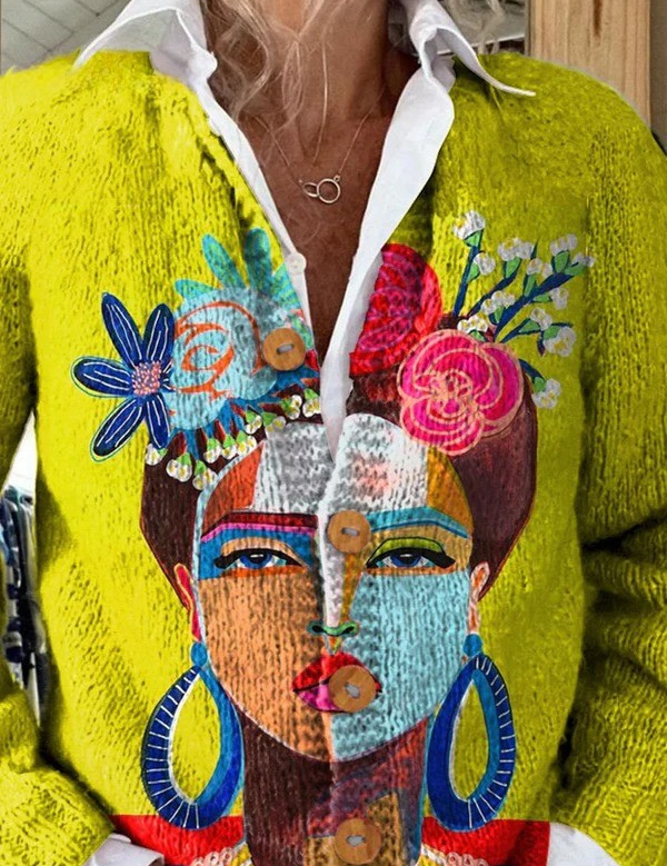 Freda | Cardigan mit Porträt-Print – Bild 2