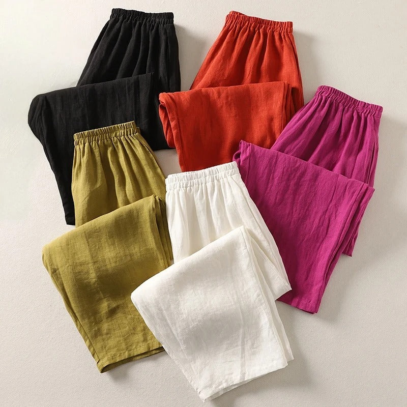 Amalia | Pantaloni fluizi din bumbac si in