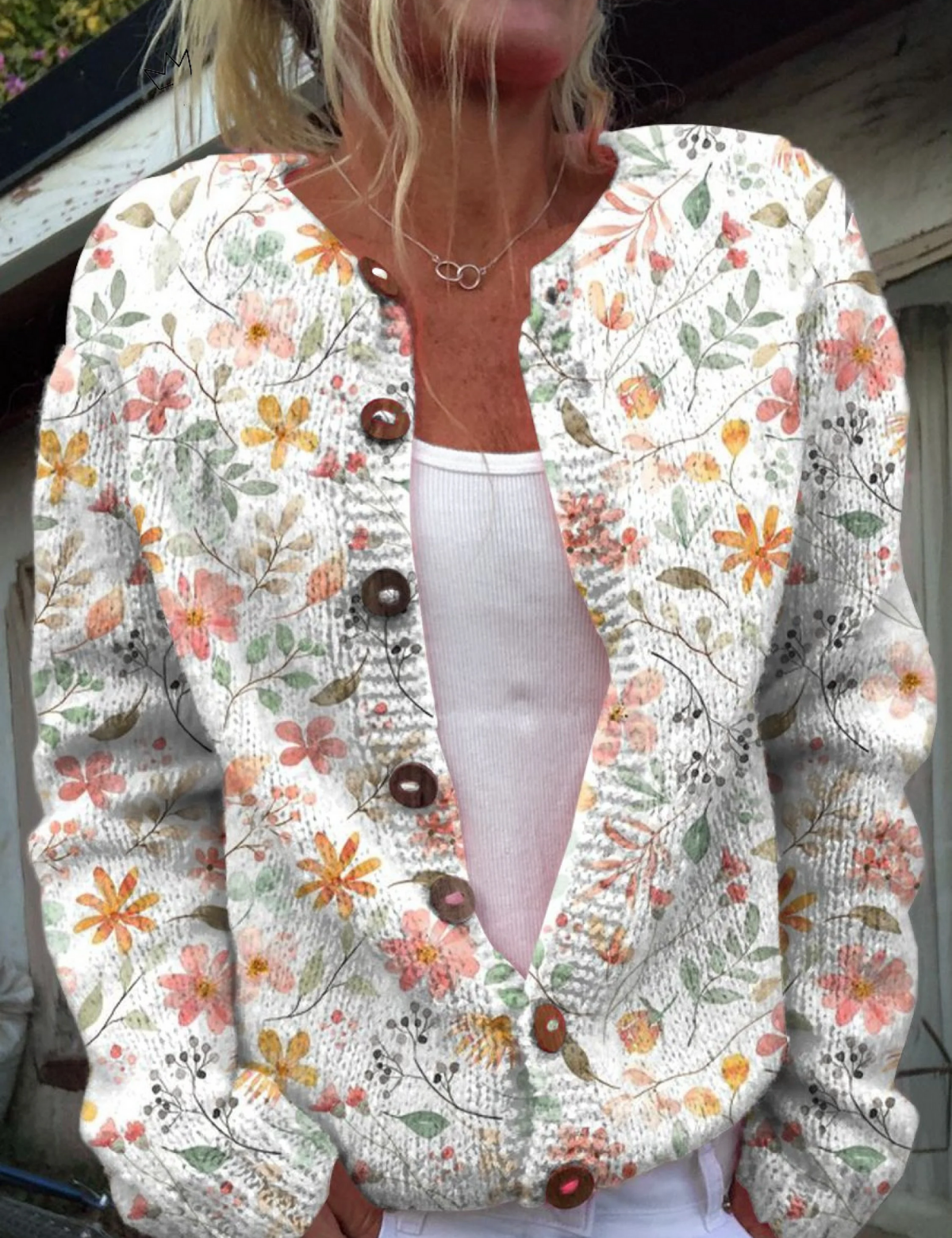 Cardigan mit kleinem Blumenprint – Bild 1