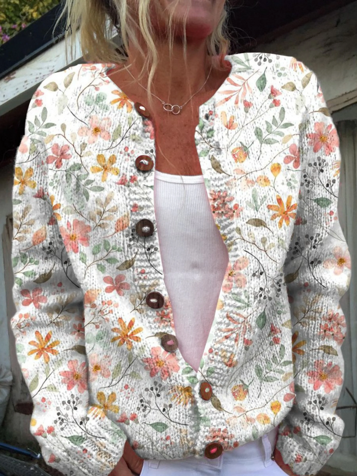 Cardigan mit kleinem Blumenprint – Bild 1