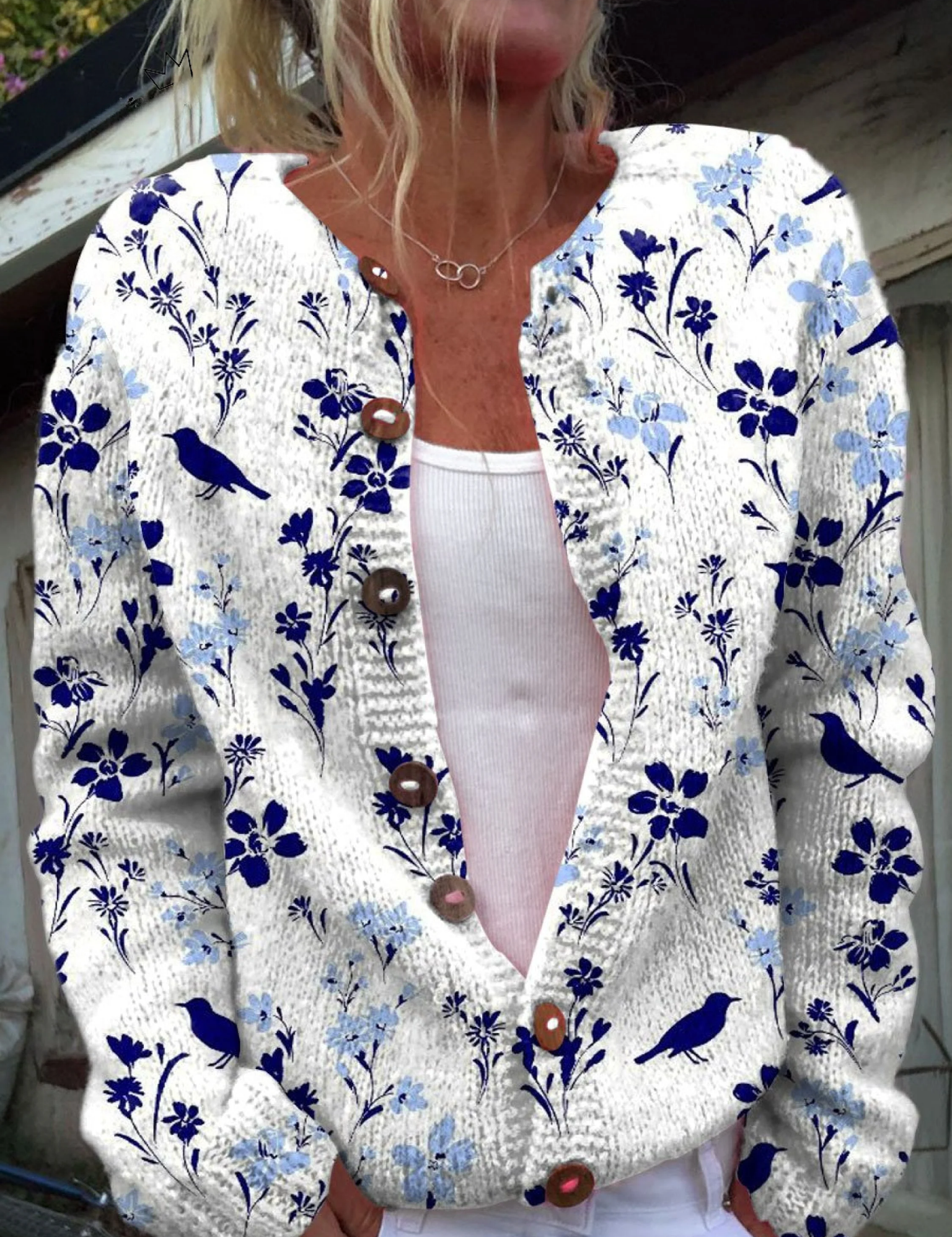 Cardigan mit Vintage-Blumenprint – Bild 1