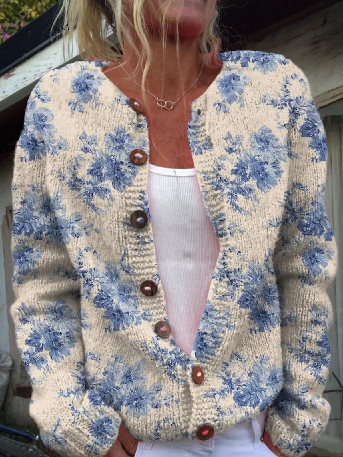Cardigan mit zartem Blumenprint – Bild 1