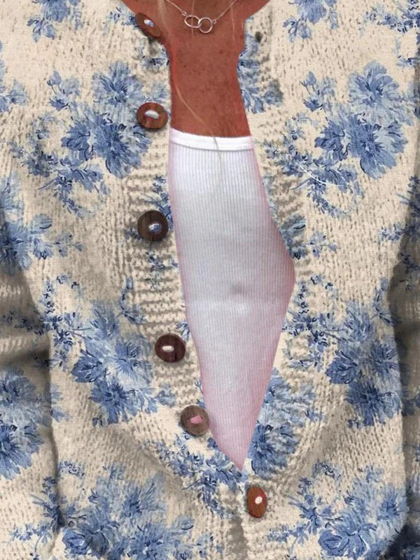 Cardigan mit zartem Blumenprint – Bild 2