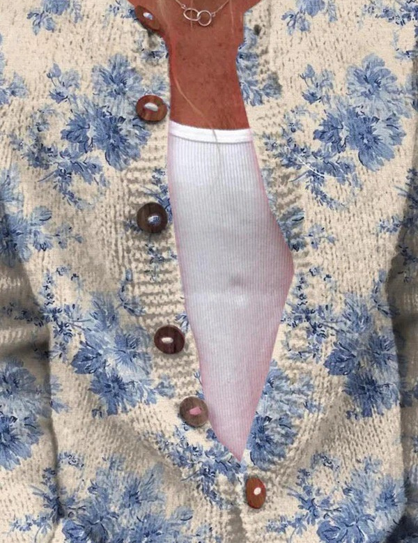 Cardigan mit zartem Blumenprint – Bild 2