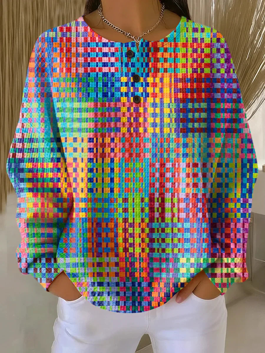 Rosa | Pullover mit a bunt Karo Design – Bild 1