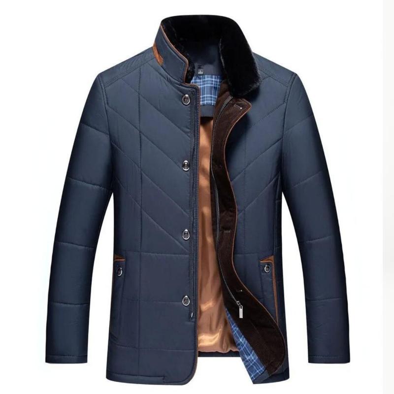 Michele - Men's Winter Jacket with Stand-Up Collar Schwarz