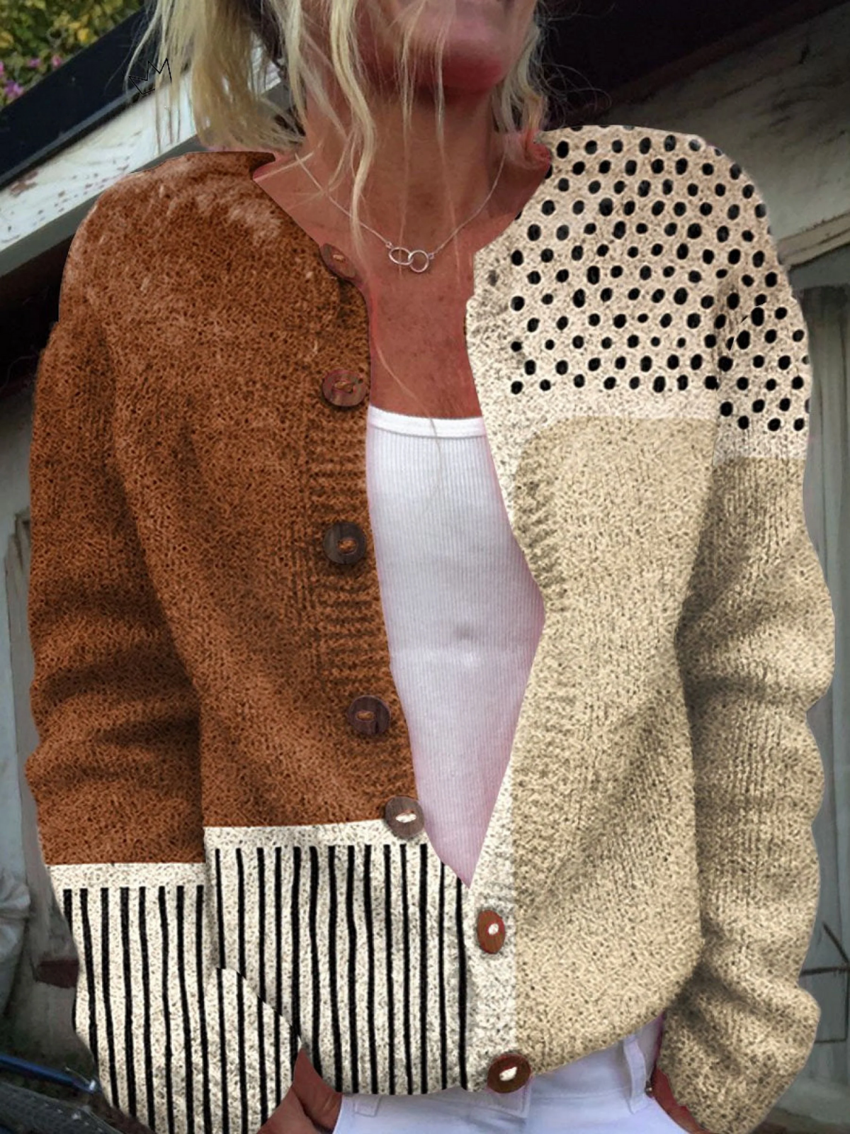Cardigan mit abstraktem Punktprint – Bild 1