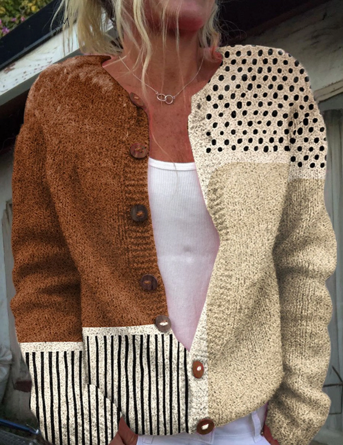 Cardigan mit abstraktem Punktprint – Bild 1