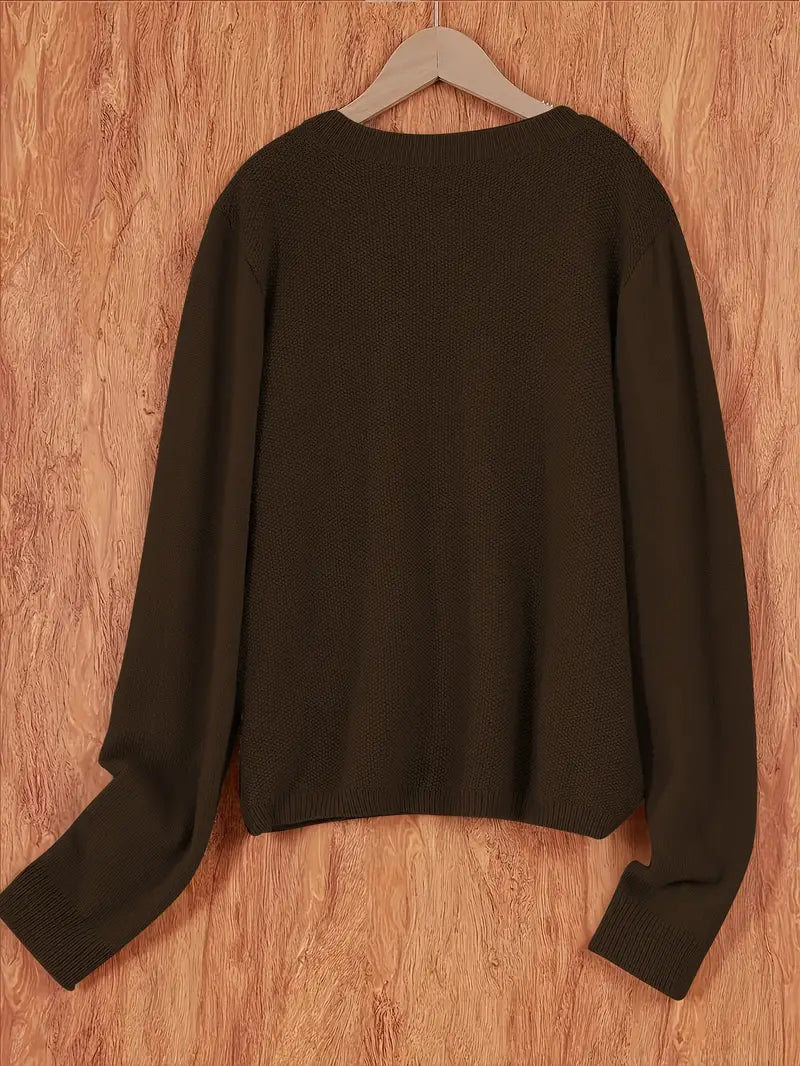 Eugenia | Damen crew-neck Cardigan mit Knöpfe und Tasche – Bild 2