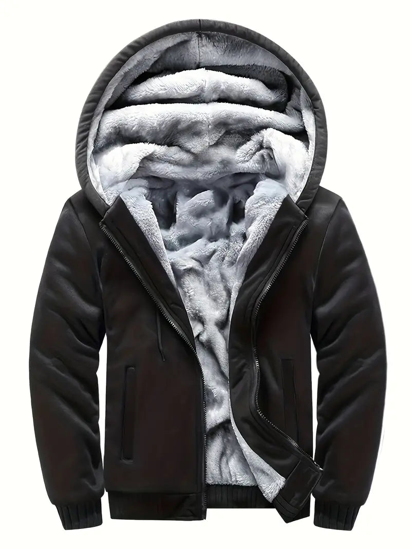Noah - Warm Men's Fleece Jacket with Hood Graphite Color
