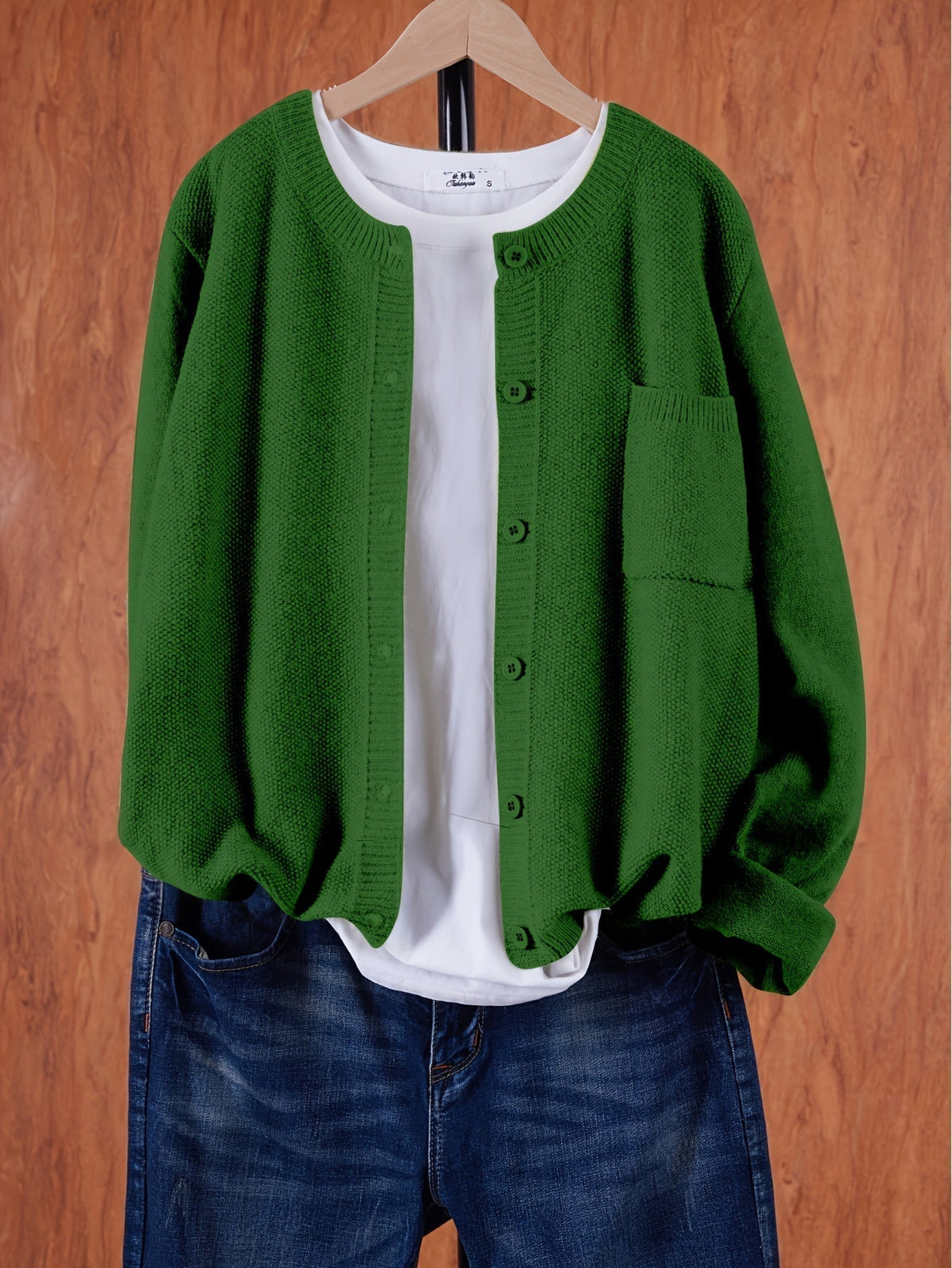 Eugenia | Damen crew-neck Cardigan mit Knöpfe und Tasche – Bild 13