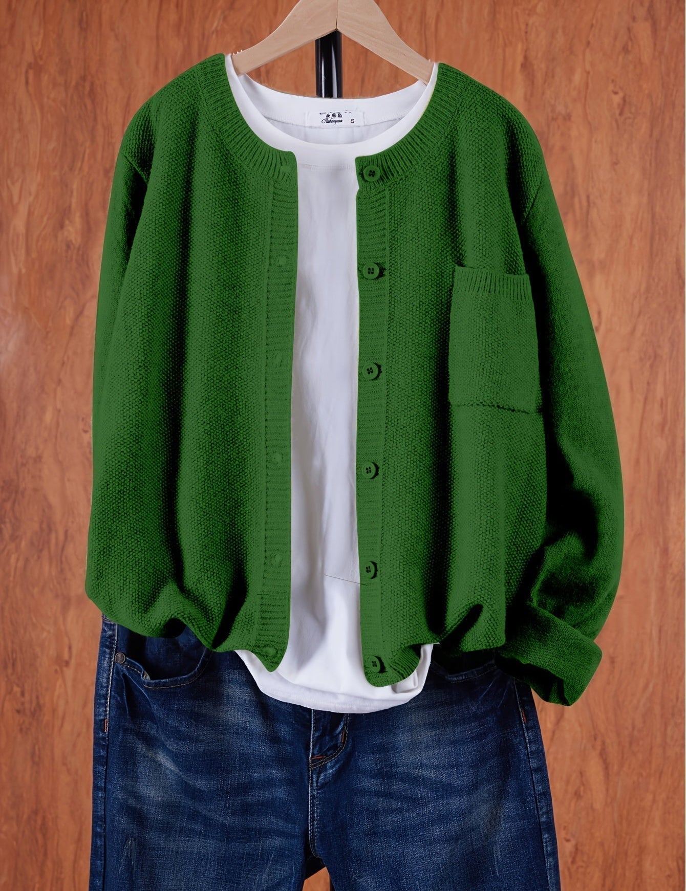 Eugenia | Damen crew-neck Cardigan mit Knöpfe und Tasche – Bild 13