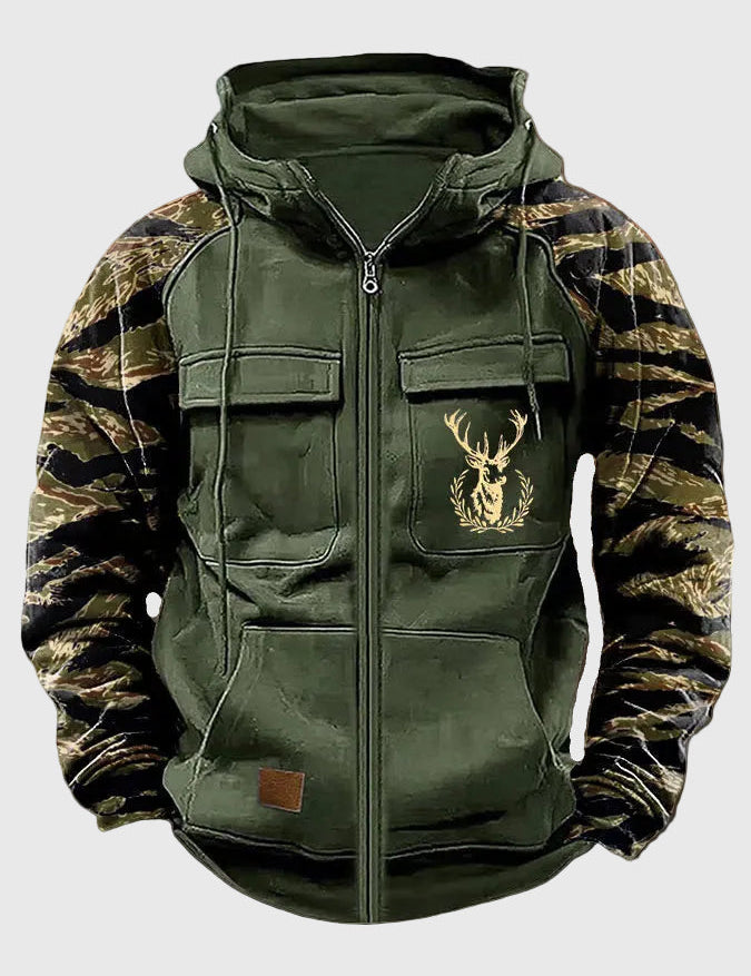 Neil | Men's hooded jacket with pockets and drawstring Grün