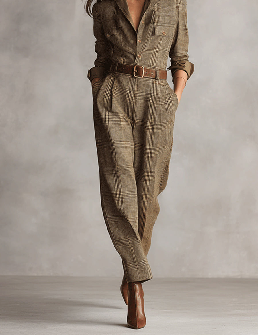 Ana-Claudia | Karierter Overall mit Details