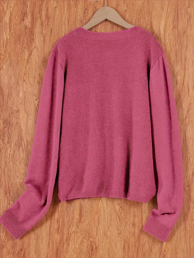 Eugenia | Damen crew-neck Cardigan mit Knöpfe und Tasche – Bild 7