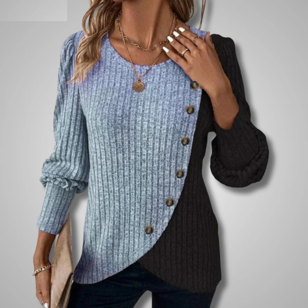 Ana-Roxana – Elegantes gestricktes Hemd mit Ärmeln – Grau – Bild 1